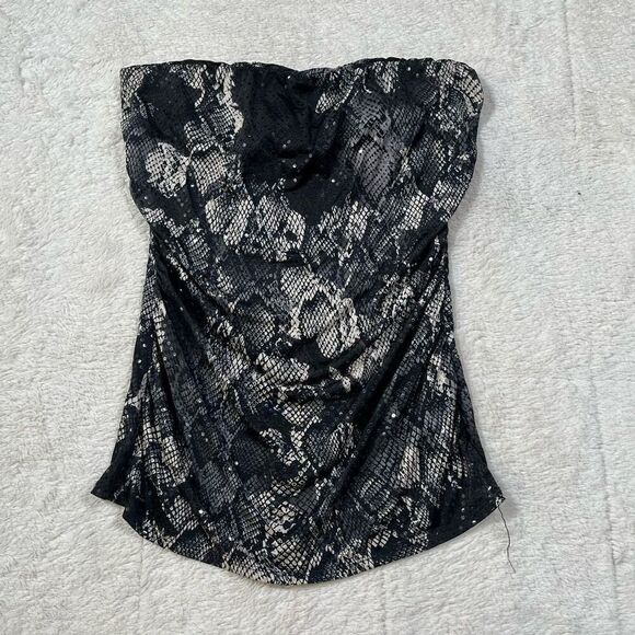 Vintage Y2K Express Snakeskin Bling Ruched Tube Top - Picture 1 of 6